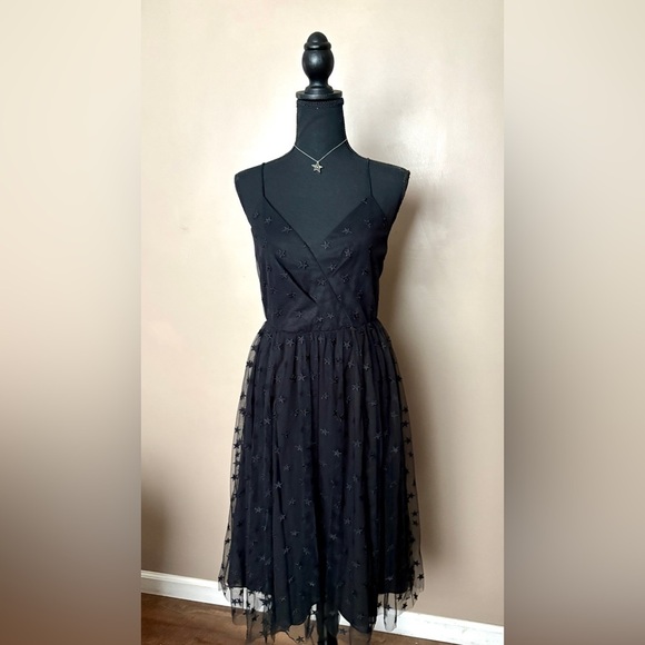 J. Crew black starry tulle party dress spaghetti straps cute chic NWT sz S - Picture 5 of 16